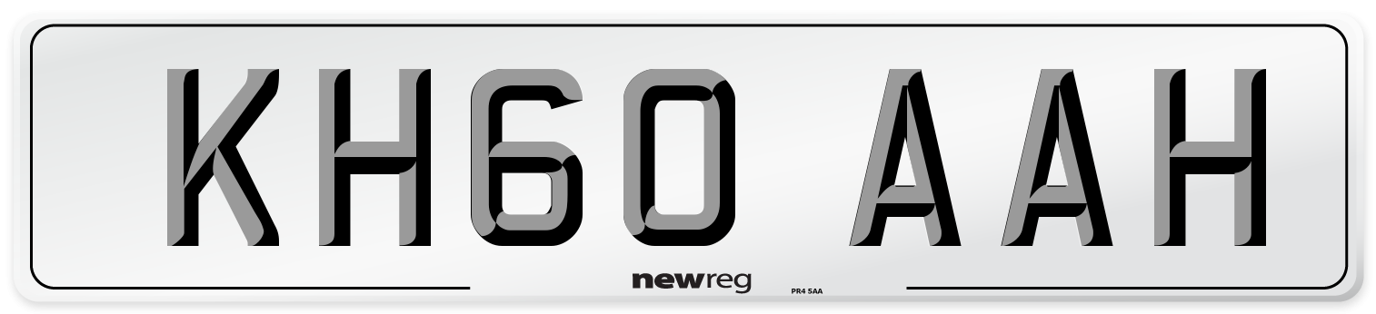 KH60 AAH Number Plate from New Reg